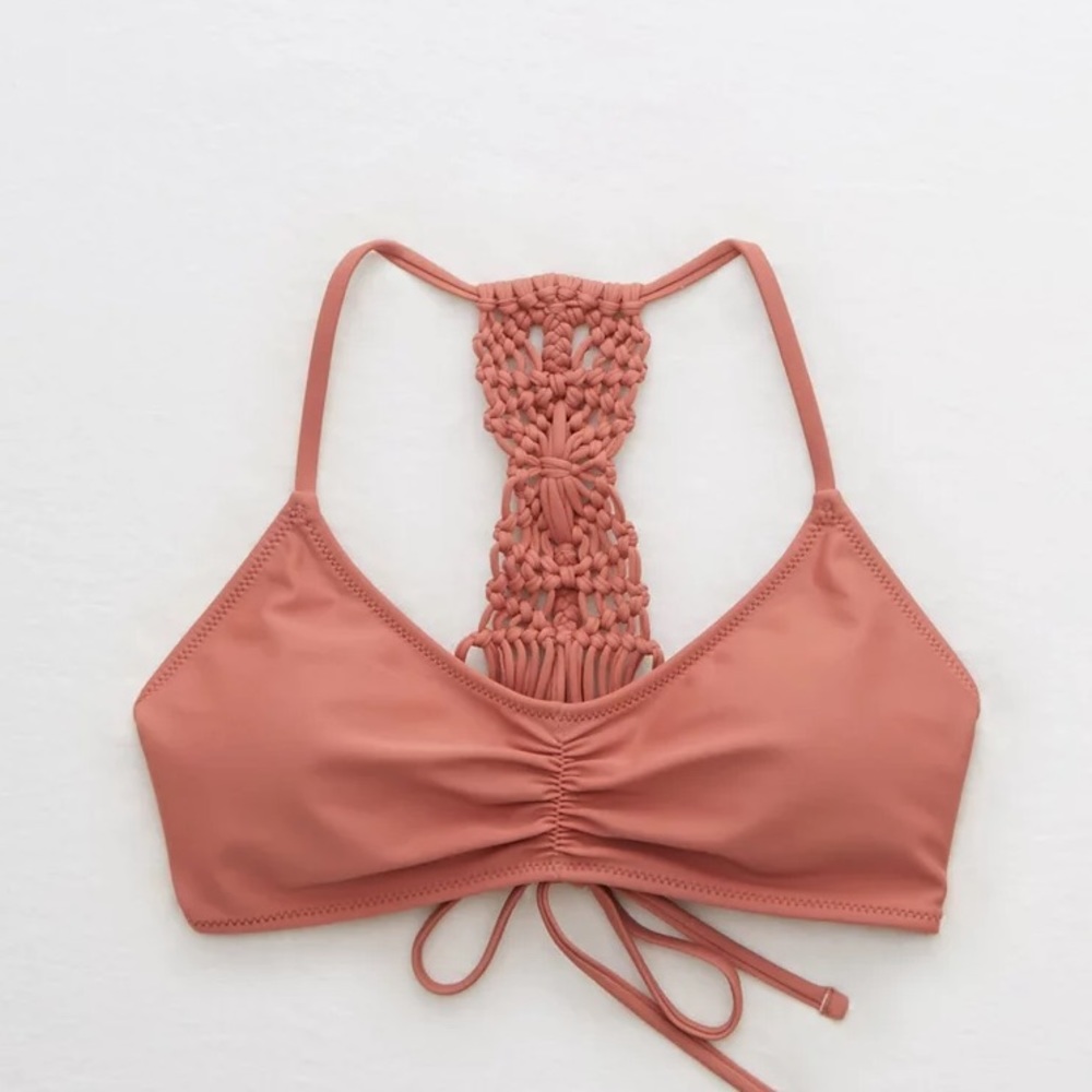 Aerie Pink Macrame Swim Top